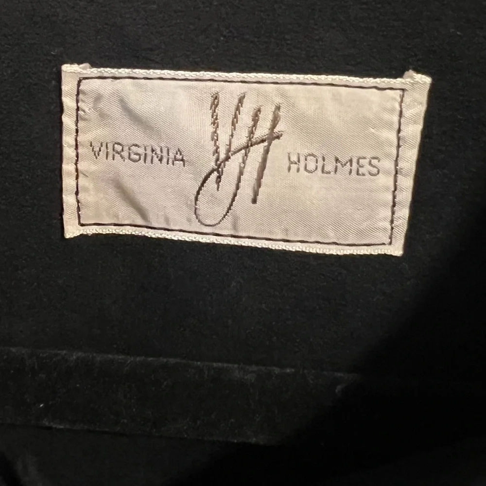 Virginia Holmes Elegant‎ Faux Suede Black Long Coat. Size Medium.
